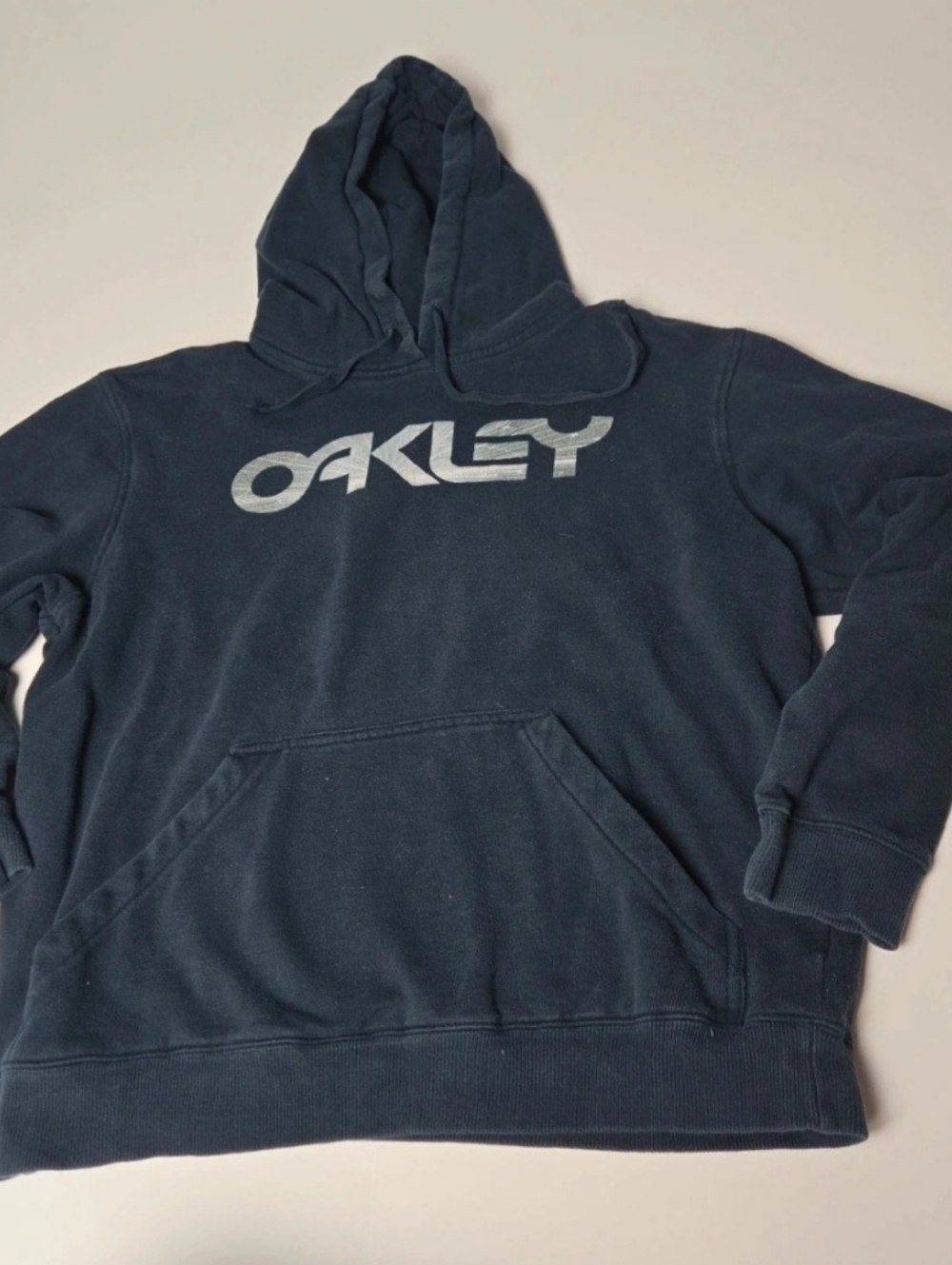Oakley Men's Dark Navy Crewneck Hoodie with Silver Logo